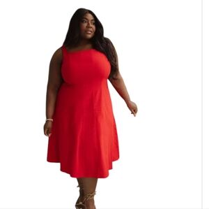 Torrid Belle Isle Red Square Neck Sleeveless Wide Strap Dress Size 20 Nwt